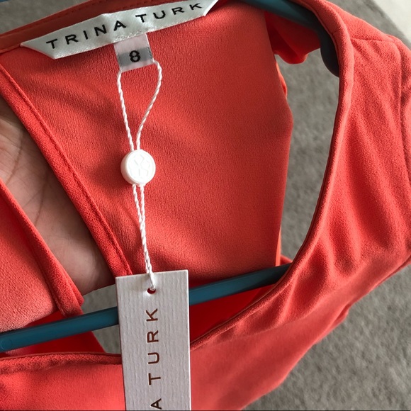 Trina Turk Womens Dress Shift Open Back Orange 8 - Picture 7 of 8
